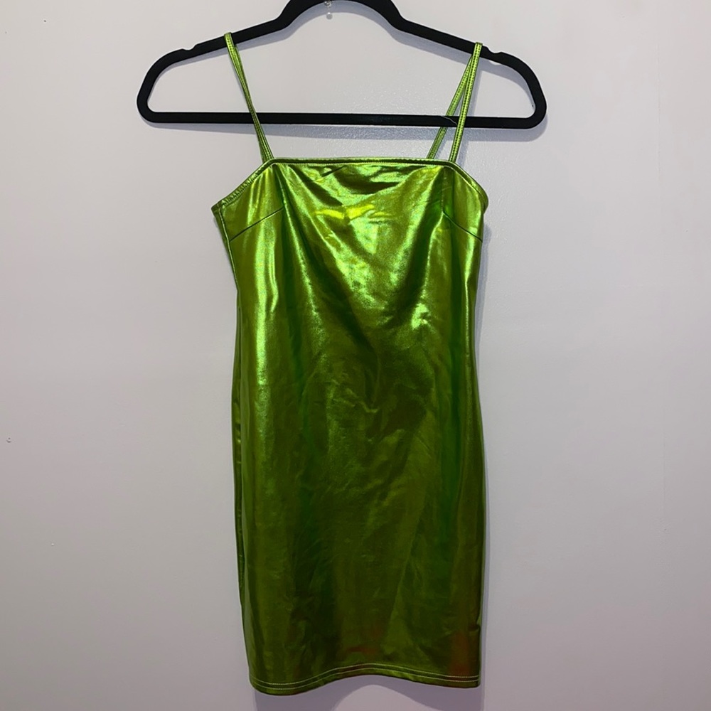 Green metallic dress